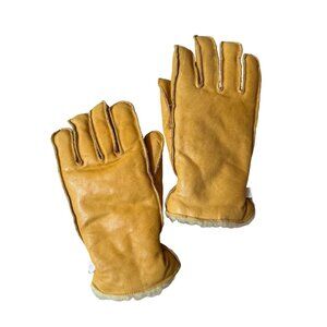 Mens Yellow Leather Gloves Lined Made In Canada M